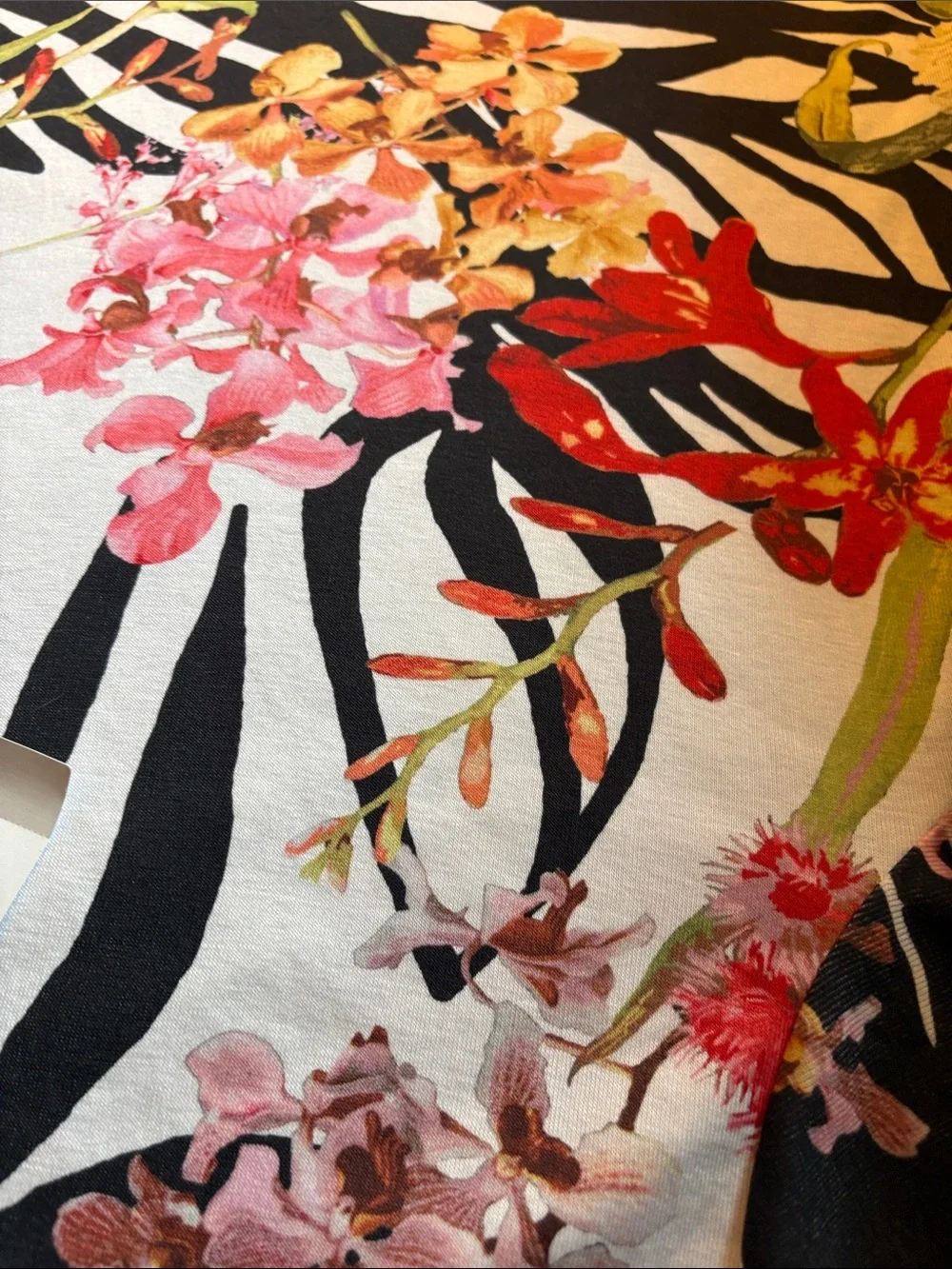 Chico's Multicolor Floral & Zebra Print Tee - Picture 3 of 6